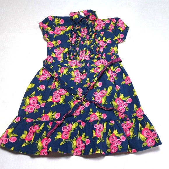Cherokee Other - Cherokee Pink and Blue Floral Ruffle Dress Size XS